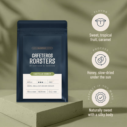 Castillo Honey Colombian coffee bag – honey process single-origin from Finca El Ocaso Salento