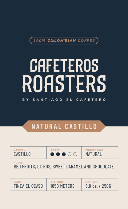 Castillo Natural Colombian coffee bag – natural process from Finca El Ocaso Salento